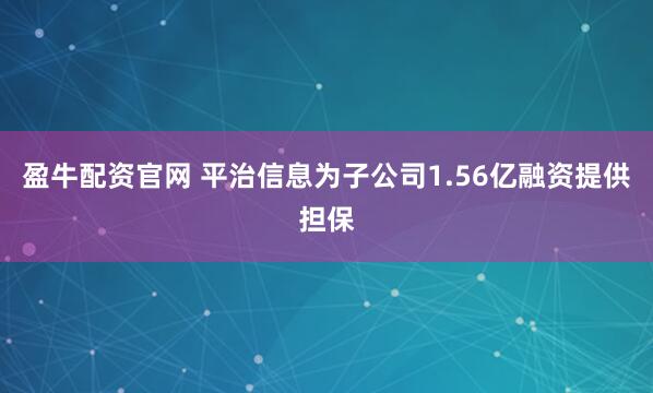盈牛配资官网 平治信息为子公司1.56亿融资提供担保