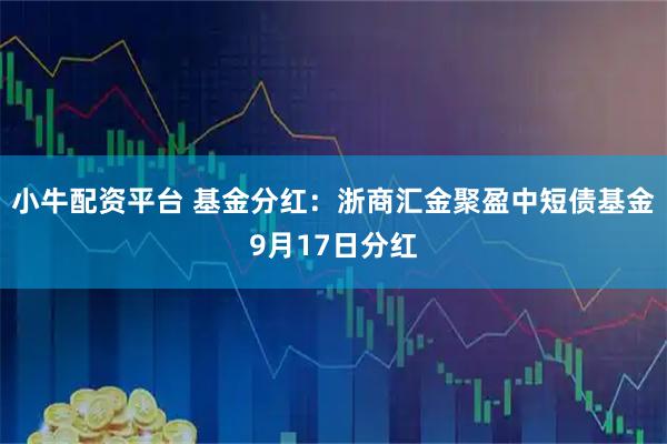小牛配资平台 基金分红：浙商汇金聚盈中短债基金9月17日分红