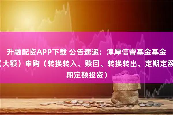 升融配资APP下载 公告速递：淳厚信睿基金基金暂停（大额）申购（转换转入、赎回、转换转出、定期定额投资）